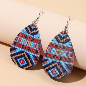 3 for $10 | Tribal Print Faux Leather Earrings